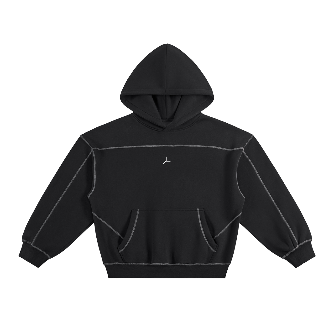 CONTRAST STITCH BOXY HOODIE